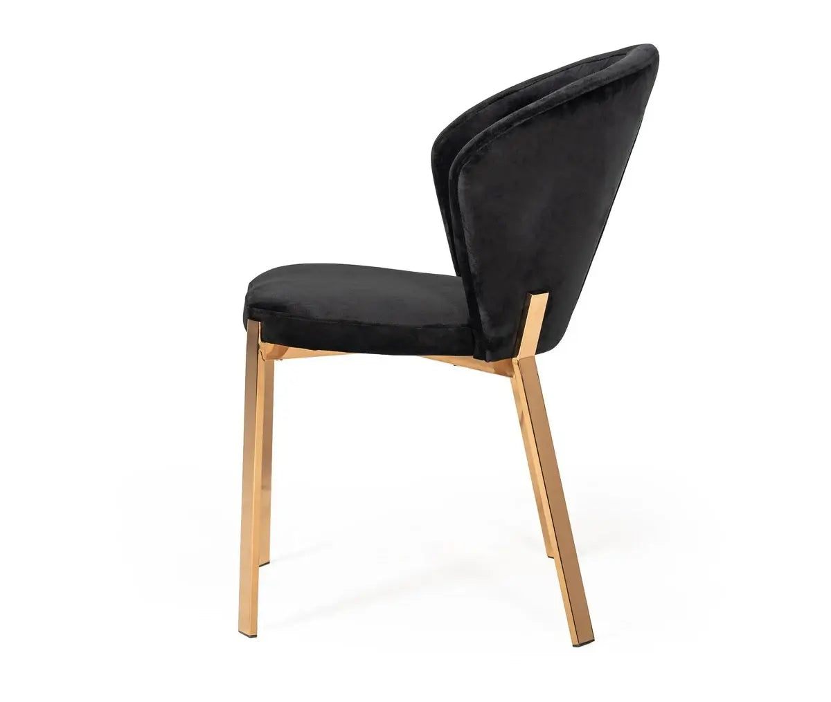 Set of Two Black And Champagne Upholstered Velvet Wing Back Dining Side Chairs - Homeroots - Flyclothing LLC