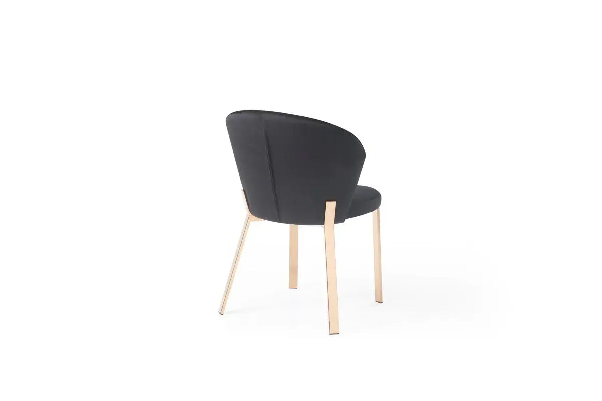 Set of Two Black And Champagne Upholstered Velvet Wing Back Dining Side Chairs - Homeroots - Flyclothing LLC