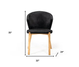 Set of Two Black And Champagne Upholstered Velvet Wing Back Dining Side Chairs - Homeroots - Flyclothing LLC