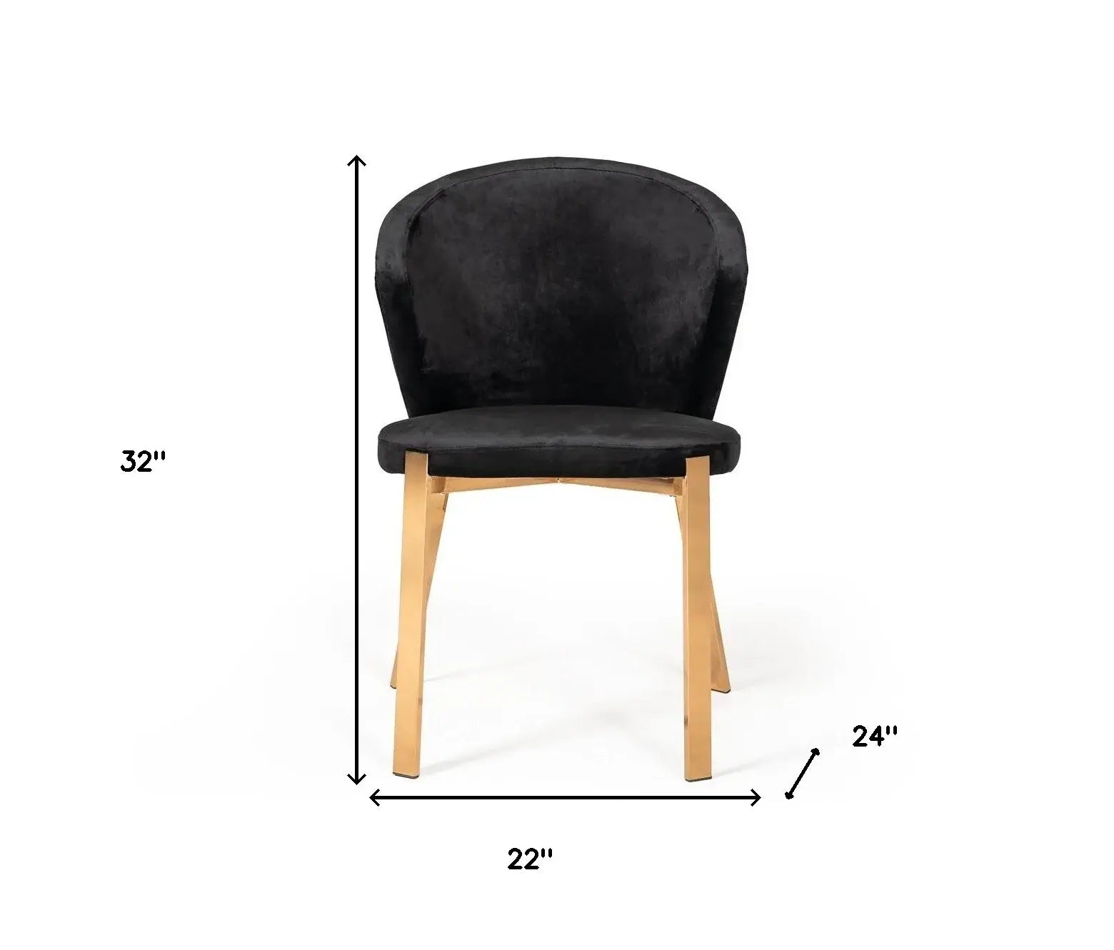 Set of Two Black And Champagne Upholstered Velvet Wing Back Dining Side Chairs - Homeroots - Flyclothing LLC