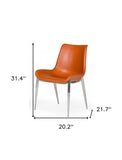 Set of Two Cognac Faux Leather Modern Dining Chairs - Homeroots - Flyclothing LLC