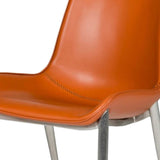 Set of Two Cognac Faux Leather Modern Dining Chairs - Homeroots - Flyclothing LLC