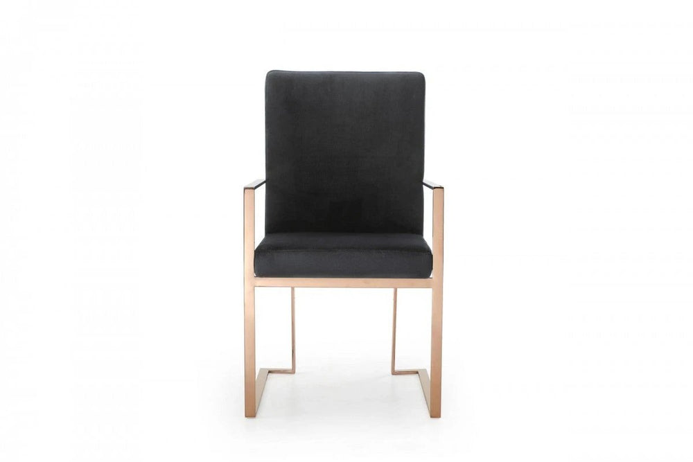 Black Rosegold Velvet Dining Chair - Homeroots