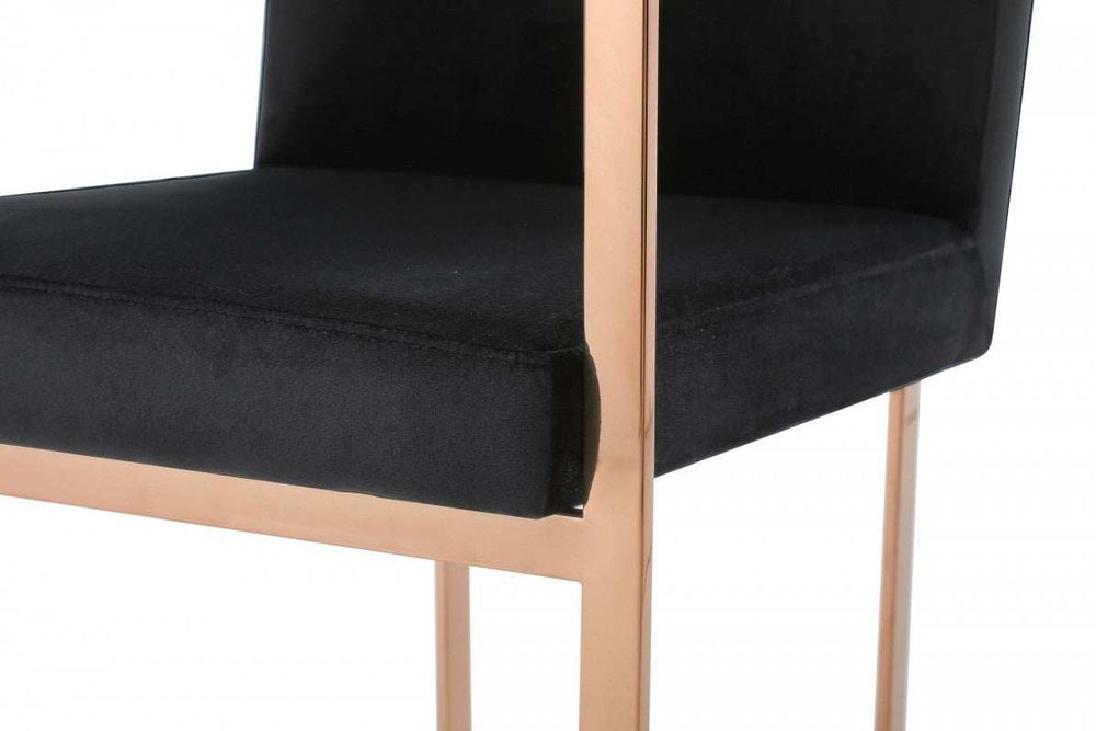 Black Rosegold Velvet Dining Chair - Homeroots - Flyclothing LLC