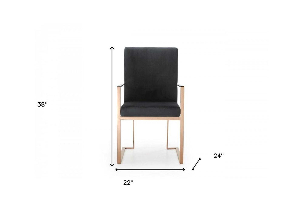 Black Rosegold Velvet Dining Chair - Homeroots - Flyclothing LLC