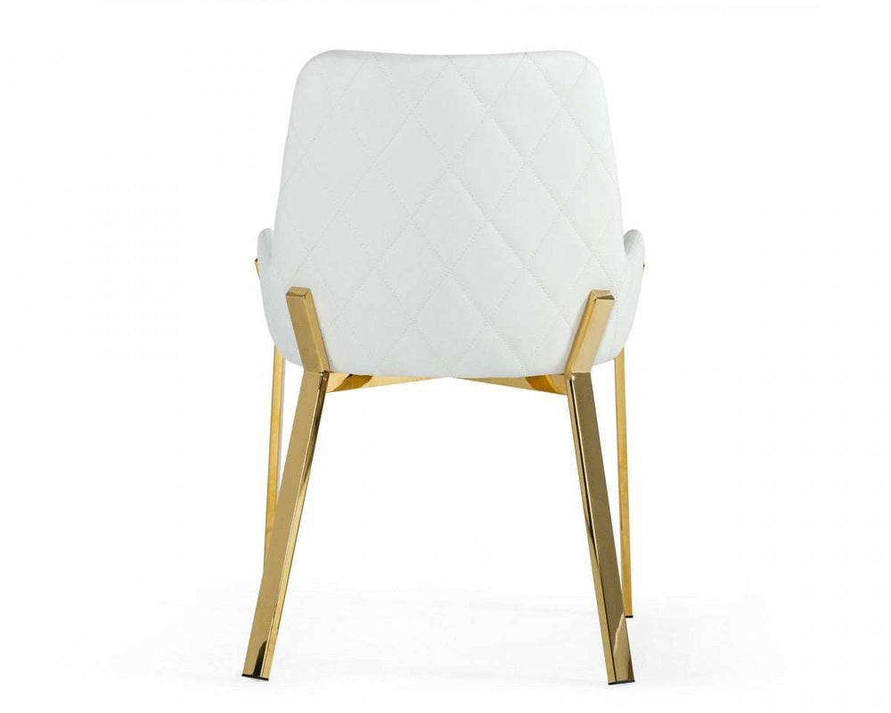 White And Gold Upholstered Faux Leather Dining Arm Chair - Homeroots - Flyclothing LLC