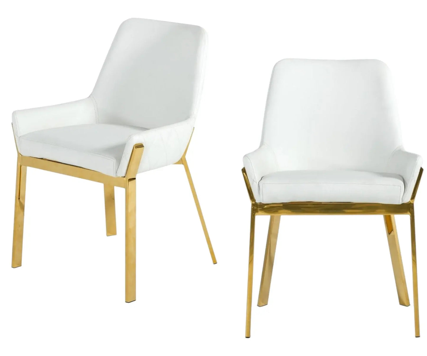 White And Gold Upholstered Faux Leather Dining Arm Chair - Homeroots - Flyclothing LLC