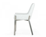White Brushed Stainless Steel Dining Chair - Homeroots - Flyclothing LLC