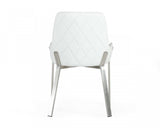 White Brushed Stainless Steel Dining Chair - Homeroots - Flyclothing LLC