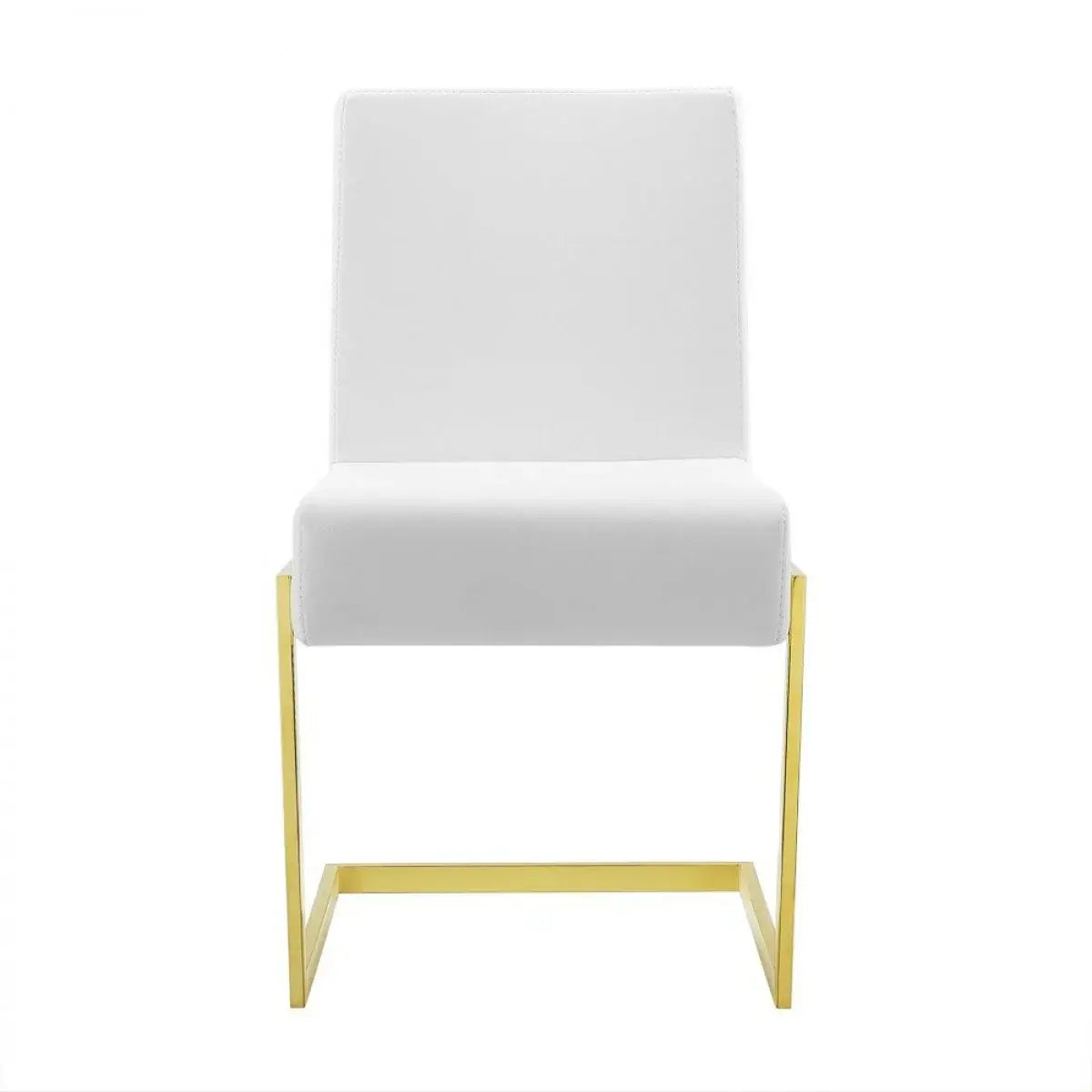 Set of Two White Gold Modern Dining Chairs - Homeroots - Flyclothing LLC