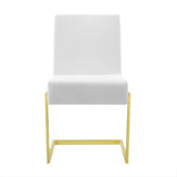 Set of Two White Gold Modern Dining Chairs - Homeroots - Flyclothing LLC