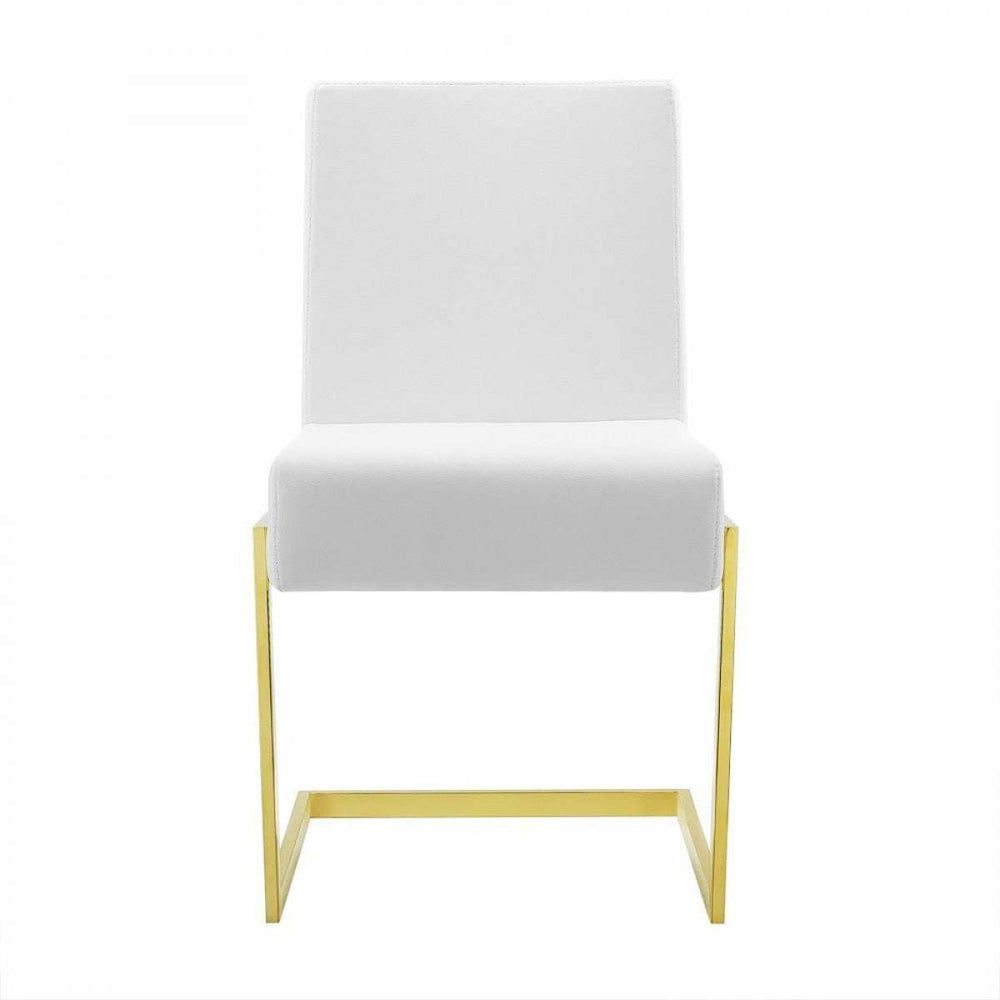 Set of Two White Gold Modern Dining Chairs - Homeroots - Flyclothing LLC