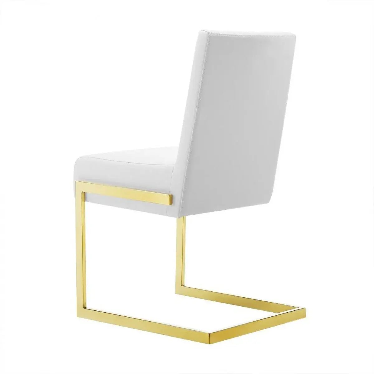 Set of Two White Gold Modern Dining Chairs - Homeroots - Flyclothing LLC
