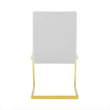 Set of Two White Gold Modern Dining Chairs - Homeroots - Flyclothing LLC