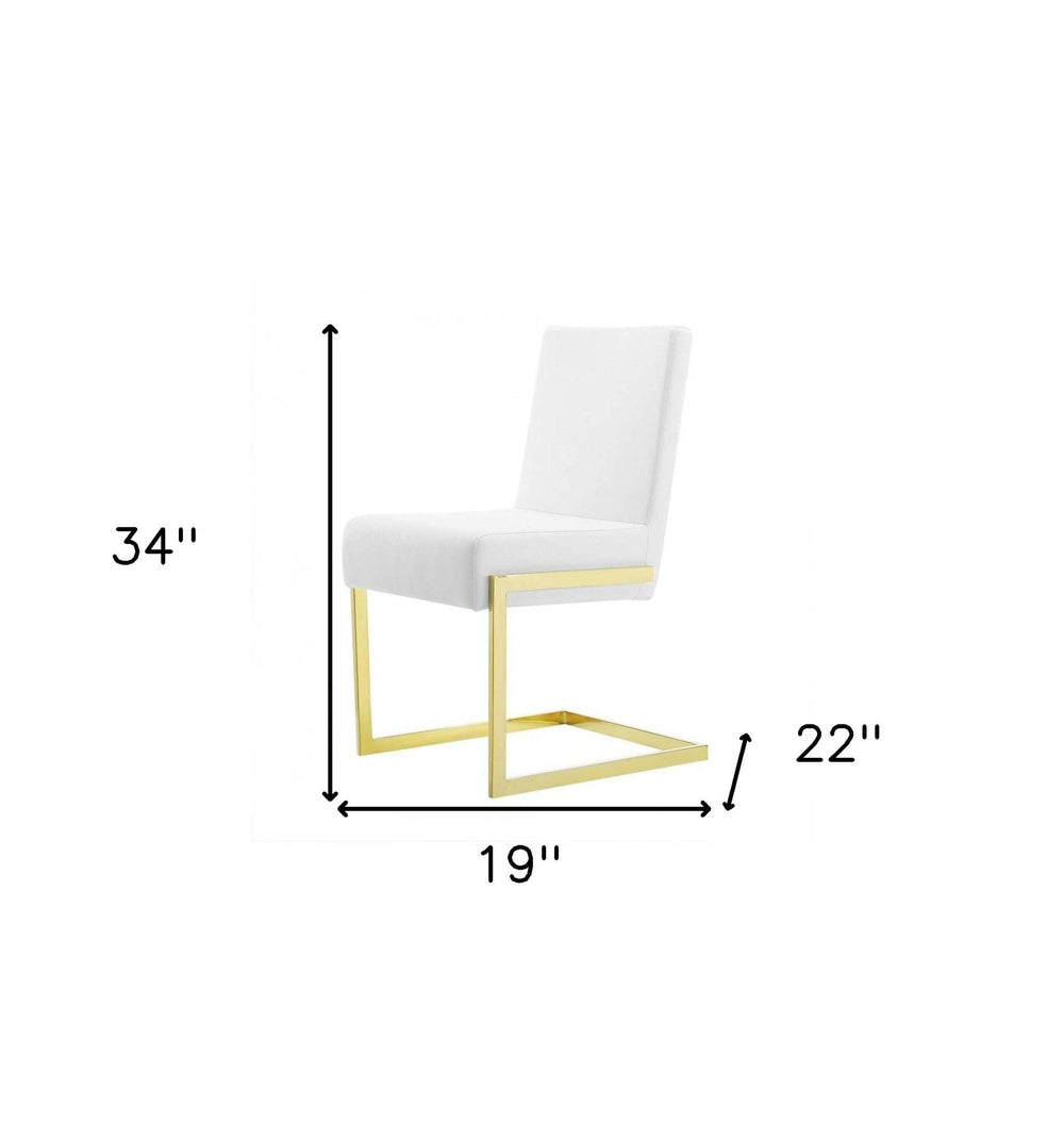 Set of Two White Gold Modern Dining Chairs - Homeroots - Flyclothing LLC