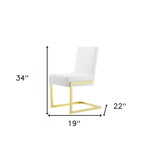 Set of Two White Gold Modern Dining Chairs - Homeroots - Flyclothing LLC