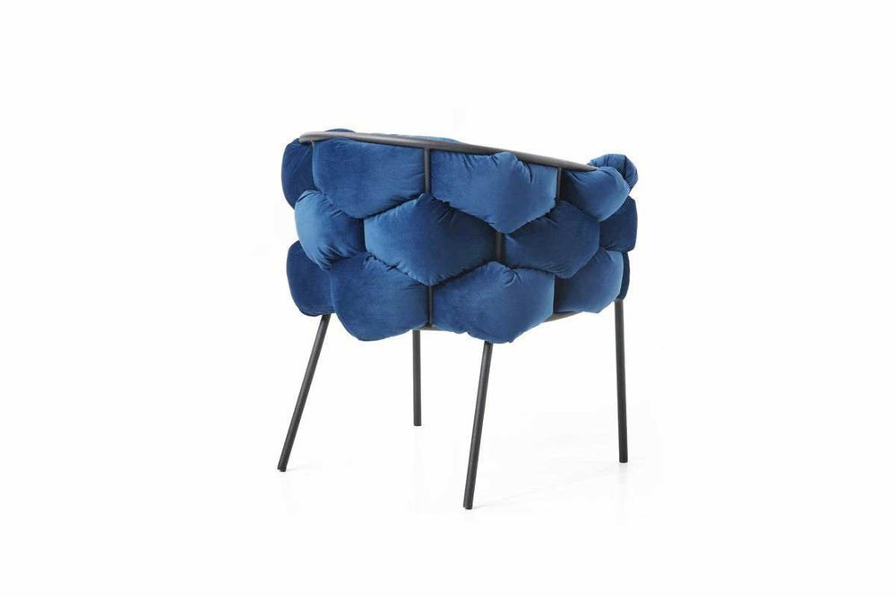 Blue Geo Velvet and Black Velvet Dining Chair - Homeroots - Flyclothing LLC