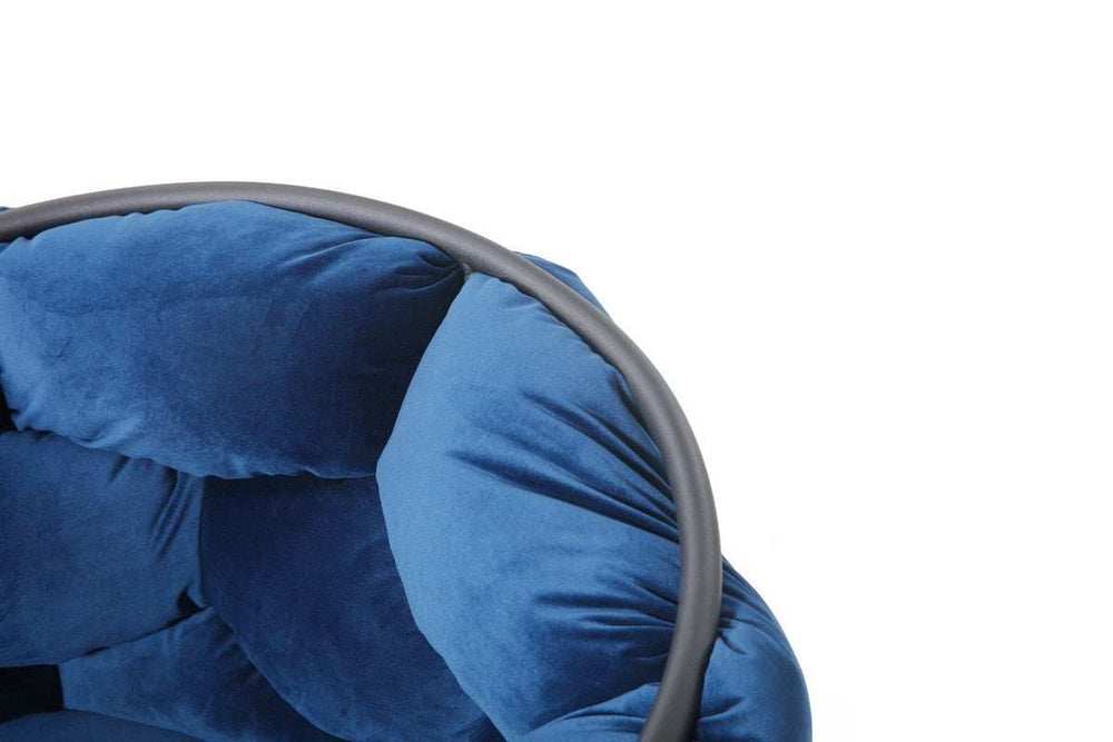 Blue Geo Velvet and Black Velvet Dining Chair - Homeroots - Flyclothing LLC