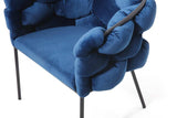 Blue Geo Velvet and Black Velvet Dining Chair - Homeroots - Flyclothing LLC