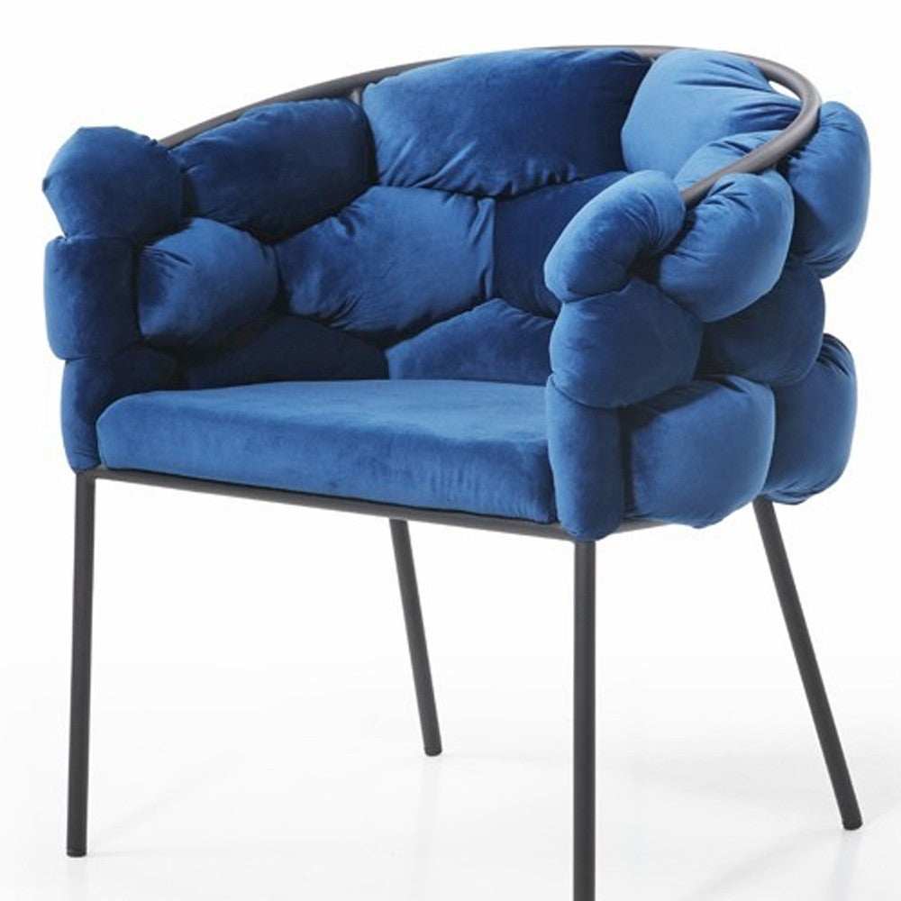Blue Geo Velvet and Black Velvet Dining Chair - Homeroots - Flyclothing LLC