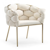 White Geo Velvet and Brushed Brass Velvet Dining Chair - Homeroots - Flyclothing LLC