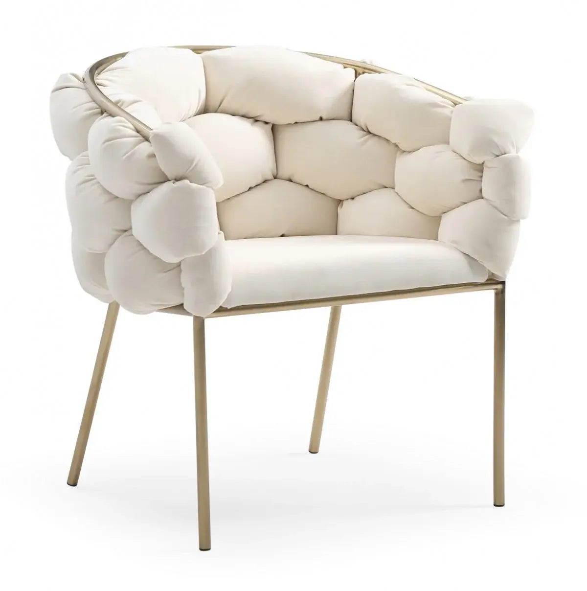 White Geo Velvet and Brushed Brass Velvet Dining Chair - Homeroots - Flyclothing LLC