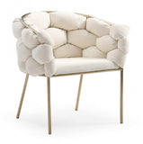 White Geo Velvet and Brushed Brass Velvet Dining Chair - Homeroots - Flyclothing LLC