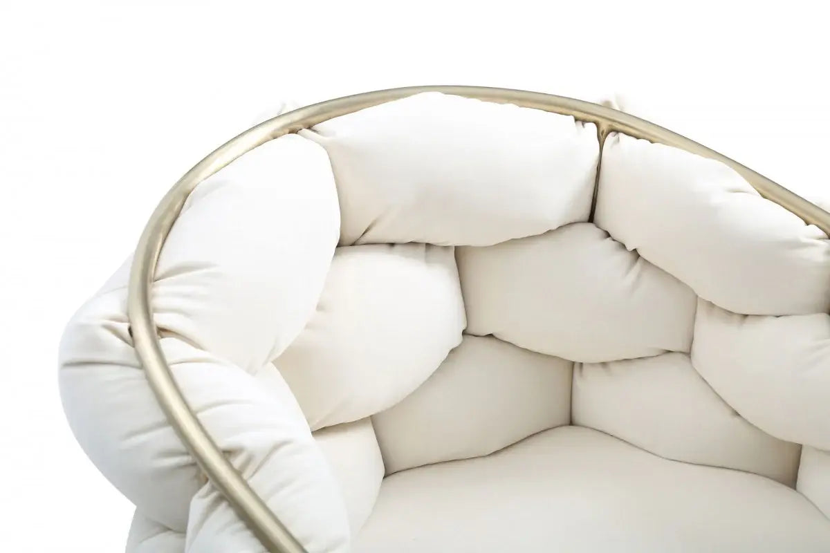 White Geo Velvet and Brushed Brass Velvet Dining Chair - Homeroots - Flyclothing LLC