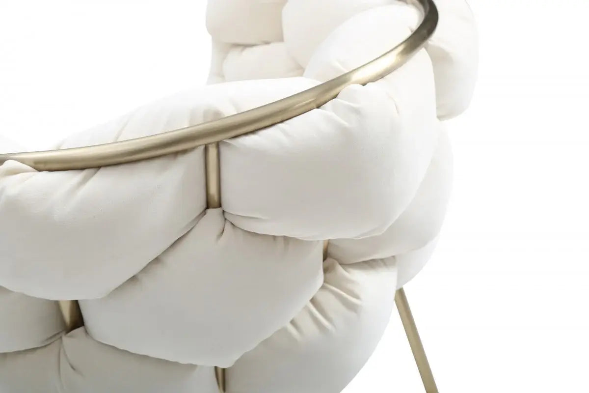 White Geo Velvet and Brushed Brass Velvet Dining Chair - Homeroots - Flyclothing LLC