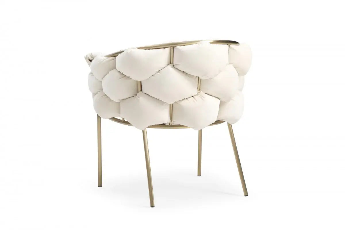 White Geo Velvet and Brushed Brass Velvet Dining Chair - Homeroots - Flyclothing LLC