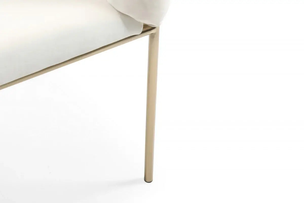 White Geo Velvet and Brushed Brass Velvet Dining Chair - Homeroots - Flyclothing LLC