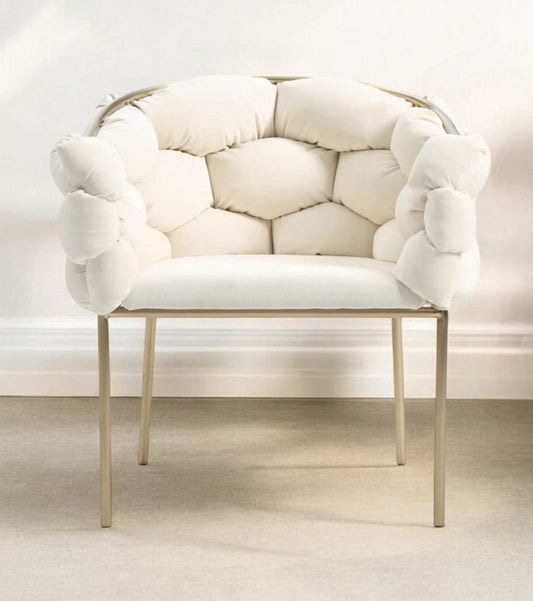 White Geo Velvet and Brushed Brass Velvet Dining Chair - Homeroots - Flyclothing LLC