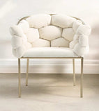 White Geo Velvet and Brushed Brass Velvet Dining Chair - Homeroots - Flyclothing LLC