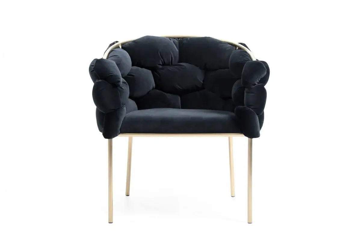Black Geo Velvet and Brushed Brass Velvet Dining Chair - Homeroots - Flyclothing LLC