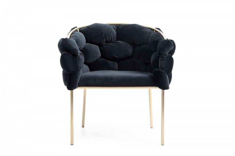 Black Geo Velvet and Brushed Brass Velvet Dining Chair - Homeroots - Flyclothing LLC