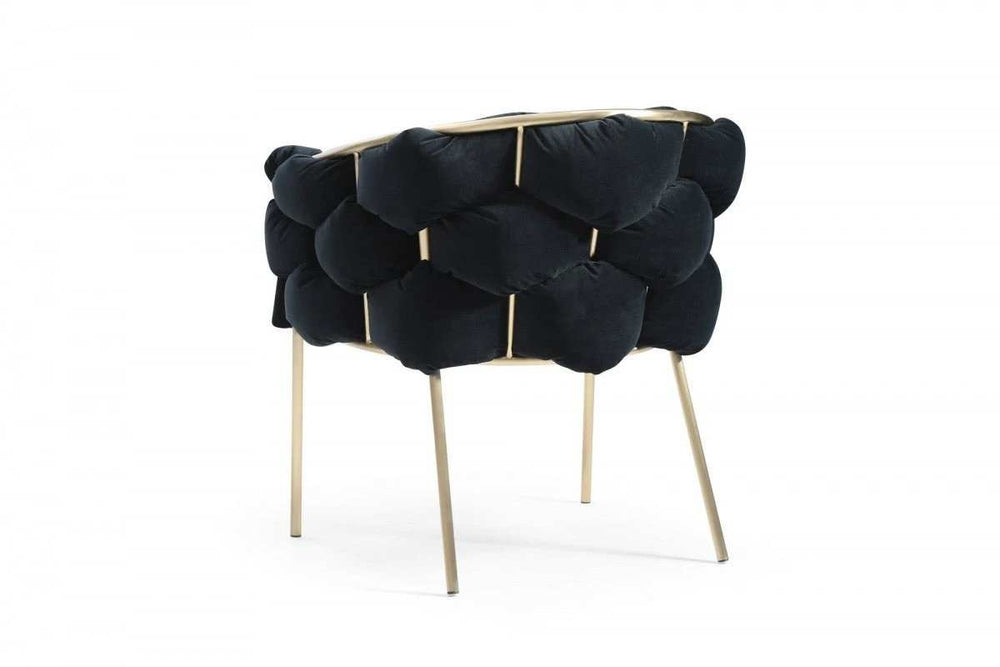 Black Geo Velvet and Brushed Brass Velvet Dining Chair - Homeroots - Flyclothing LLC