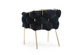 Black Geo Velvet and Brushed Brass Velvet Dining Chair - Homeroots