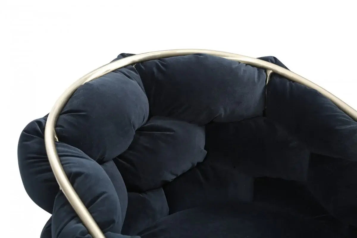 Black Geo Velvet and Brushed Brass Velvet Dining Chair - Homeroots - Flyclothing LLC