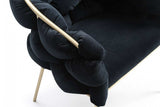 Black Geo Velvet and Brushed Brass Velvet Dining Chair - Homeroots - Flyclothing LLC