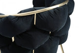 Black Geo Velvet and Brushed Brass Velvet Dining Chair - Homeroots - Flyclothing LLC