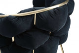 Black Geo Velvet and Brushed Brass Velvet Dining Chair - Homeroots - Flyclothing LLC