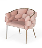 Pink Geo Velvet and Brushed Brass Velvet Dining Chair - Homeroots