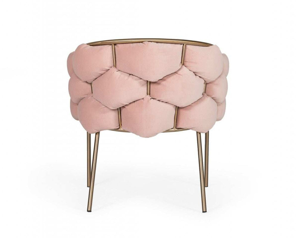 Pink Geo Velvet and Brushed Brass Velvet Dining Chair - Homeroots - Flyclothing LLC