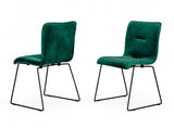 Set of Two Emerald Green Velvet Dining Chairs - Homeroots - Flyclothing LLC