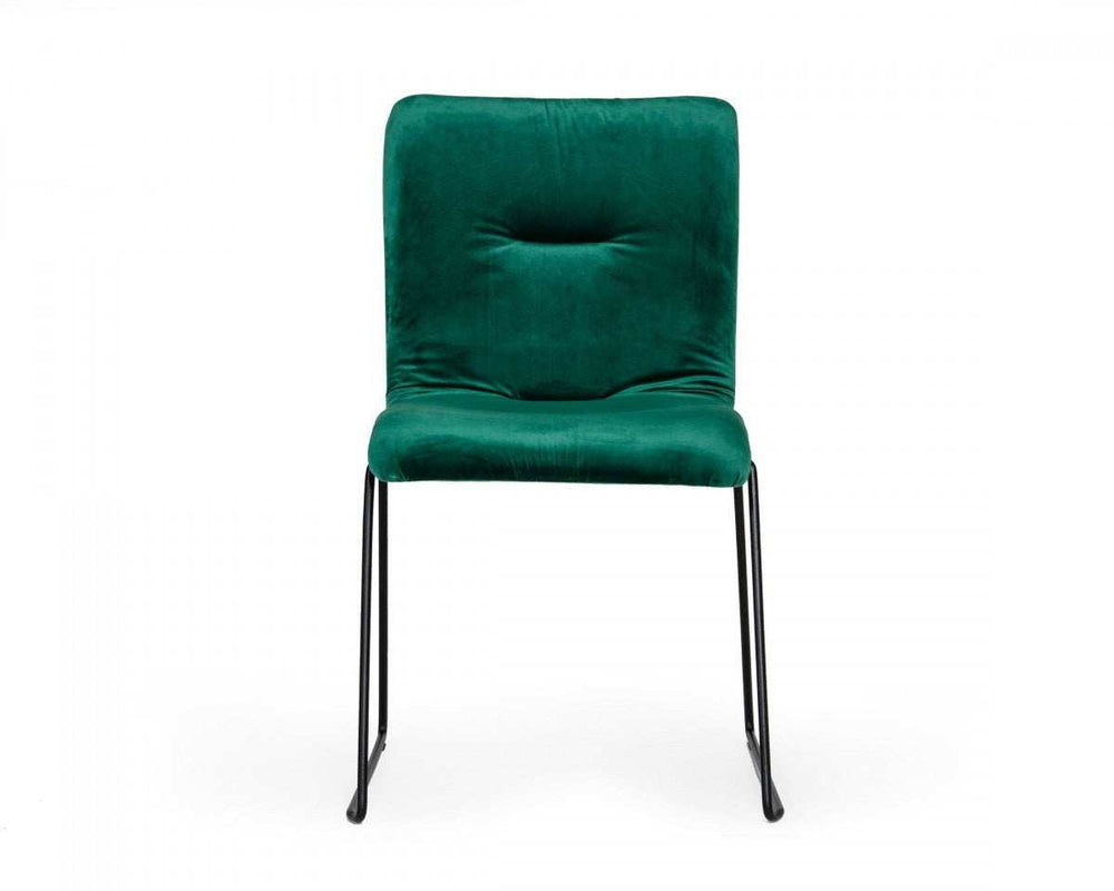 Set of Two Emerald Green Velvet Dining Chairs - Homeroots - Flyclothing LLC