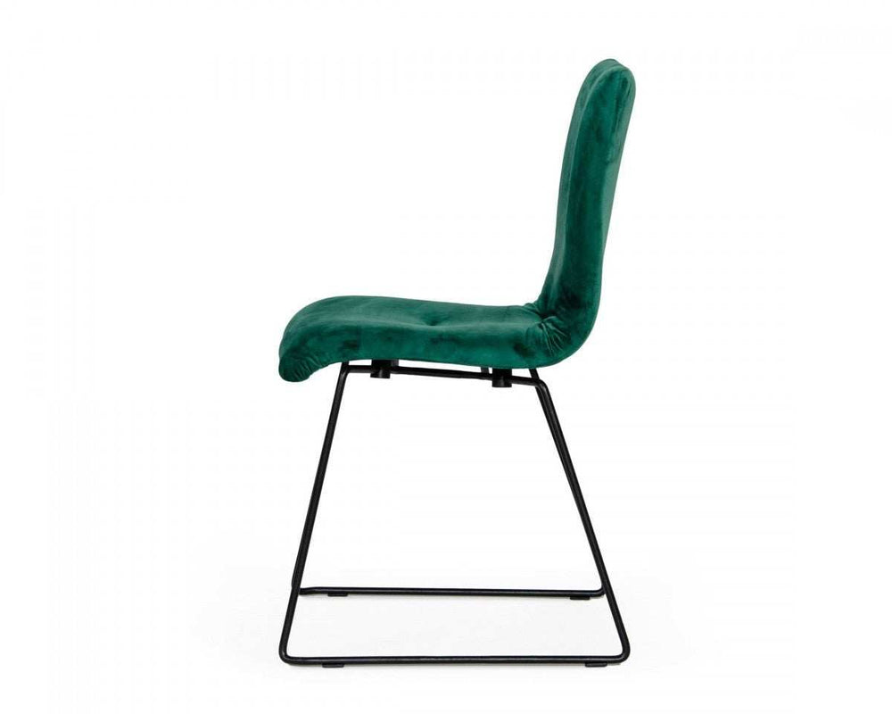 Set of Two Emerald Green Velvet Dining Chairs - Homeroots - Flyclothing LLC