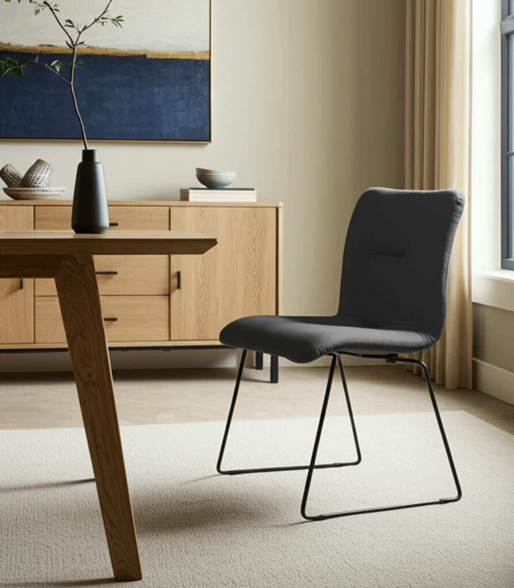 Set of Two Dark Gray Velvet Dining Chairs - Homeroots - Flyclothing LLC