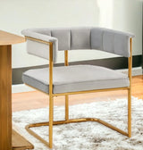 Gray And Gold Upholstered Fabric Dining Arm Chair - Homeroots - Flyclothing LLC