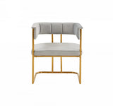 Gray And Gold Upholstered Fabric Dining Arm Chair - Homeroots - Flyclothing LLC