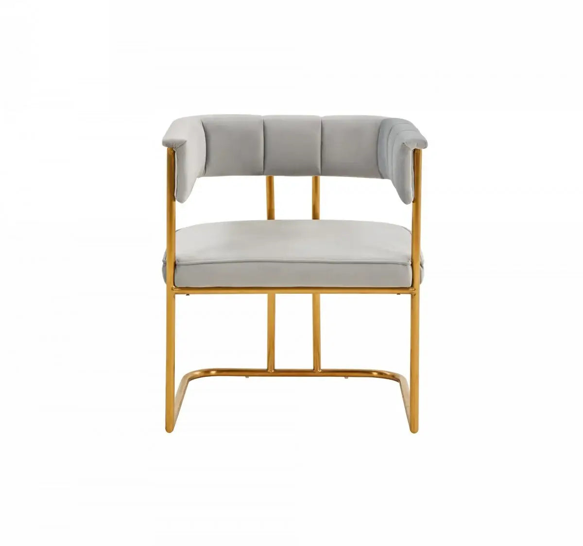 Gray And Gold Upholstered Fabric Dining Arm Chair - Homeroots - Flyclothing LLC
